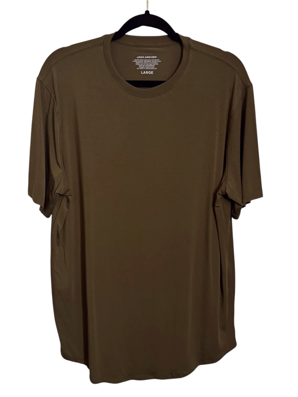 Jack Archer Large Green Anytime Tee Short Sleeve Stretch Crew Neck Modal Spandex